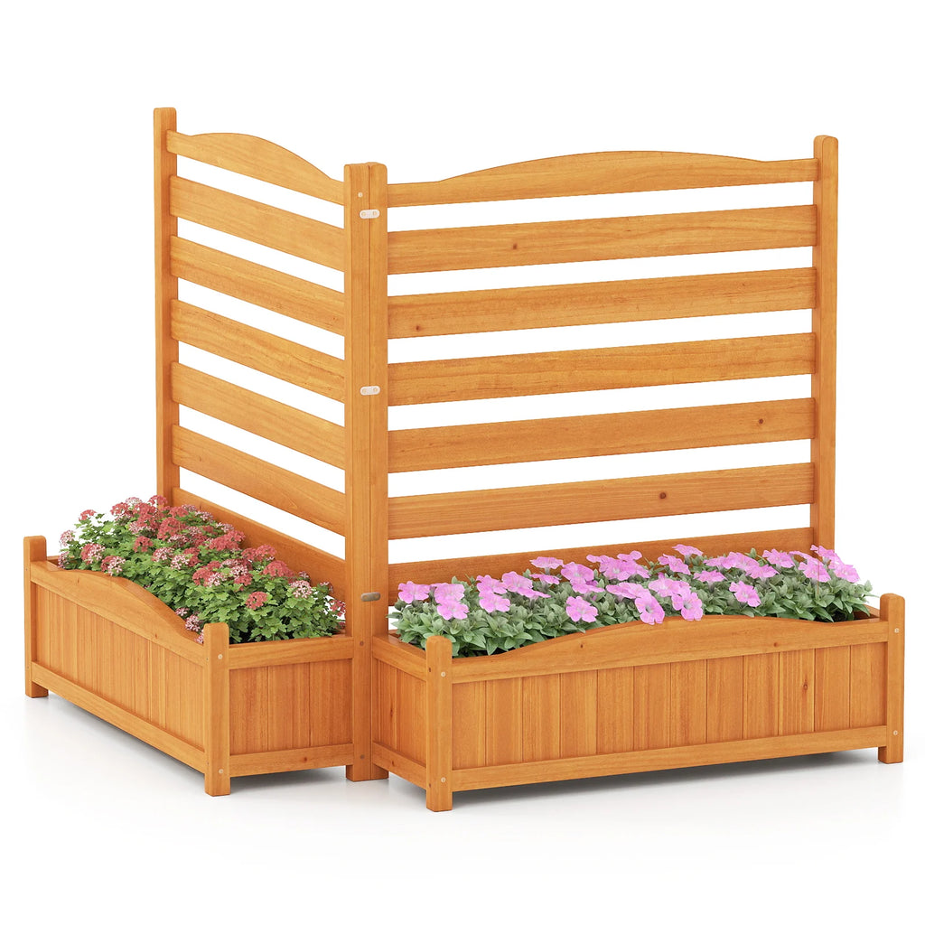 2/3- Freestanding Air Conditioner Fence with Planter Box-Yellow-2-