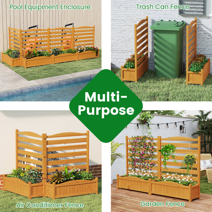 2/3- Freestanding Air Conditioner Fence with Planter Box-Yellow-2-
