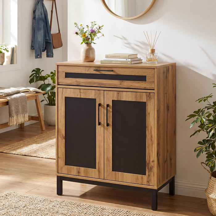 2-Door Sideboard Cabinet with Drawer and 3 Removable Shelves for Dining Room-