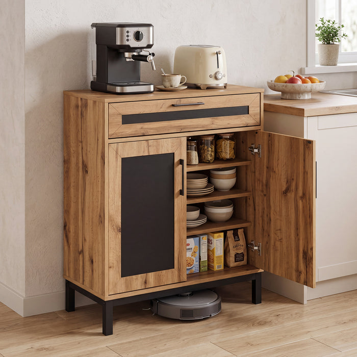 2-Door Sideboard Cabinet with Drawer and 3 Removable Shelves for Dining Room-