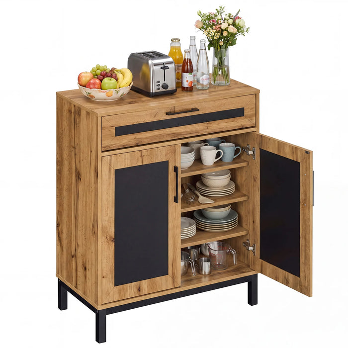 2-Door Sideboard Cabinet with Drawer and 3 Removable Shelves for Dining Room-