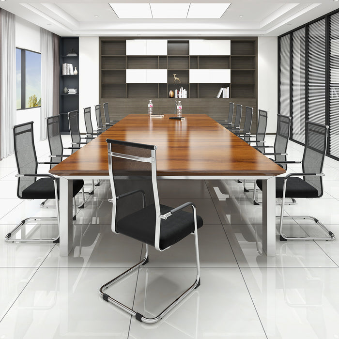 Set of 4 Office Guest Chairs with Metal Sled Base and Armrests-