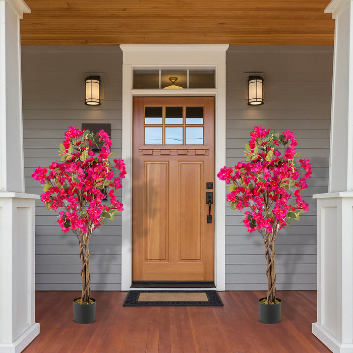 2 Pack 120 CM Artificial Bougainvillea Tree with Blooming Flowers-