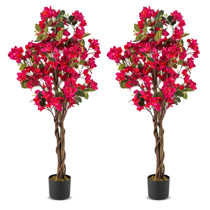 2 Pack 120 CM Artificial Bougainvillea Tree with Blooming Flowers-