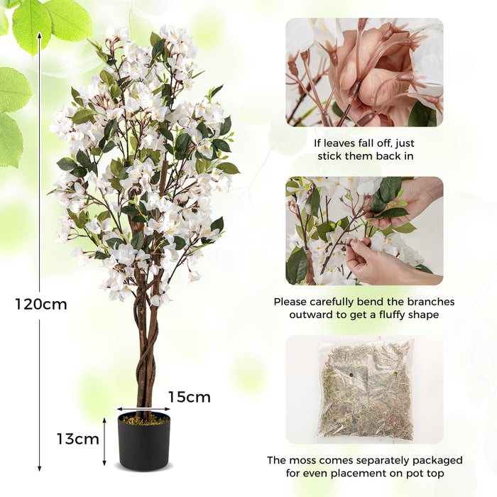2 Pack 120 CM Artificial Bougainvillea Tree with Blooming Flowers-
