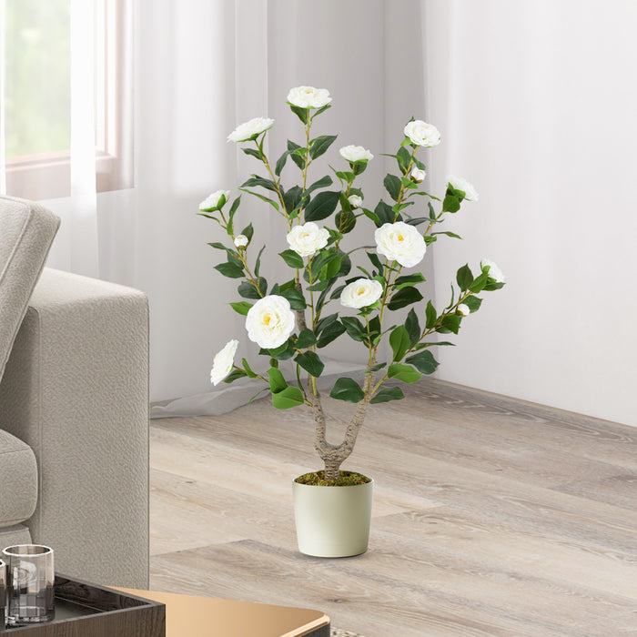 2 Pack 90 CM Artificial Camellia Tree with Blooming Flower-