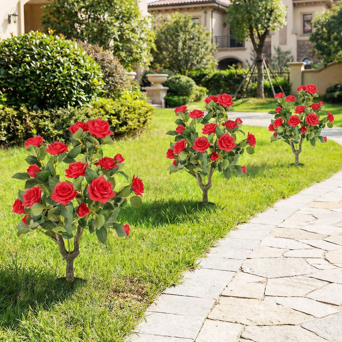 2 Pack Artificial Rose Flower Trees 80 CM Fake Shrub Plants-