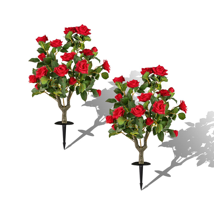 2 Pack Artificial Rose Flower Trees 80 CM Fake Shrub Plants-