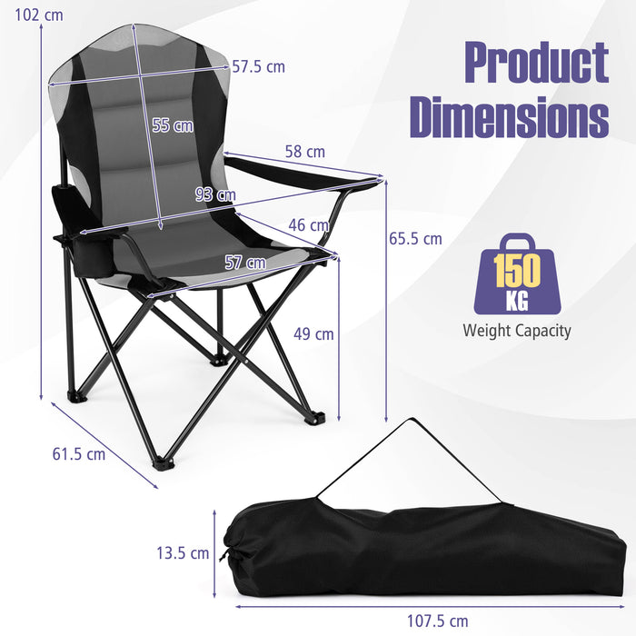 2 Pieces Folding Camping Chairs for Adults with Cup Holders-