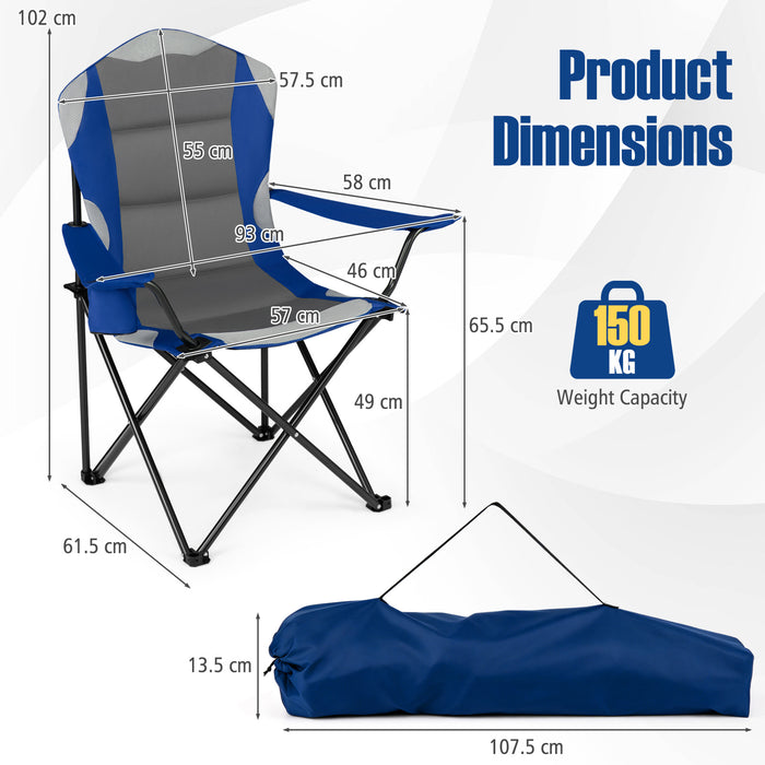 2 Pieces Folding Camping Chairs for Adults with Cup Holders-