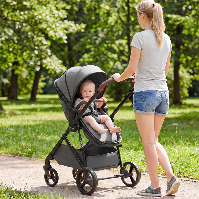 2 in 1 Baby Stroller Convertible High Landscape with Bassinet Mode Reversible Seat-