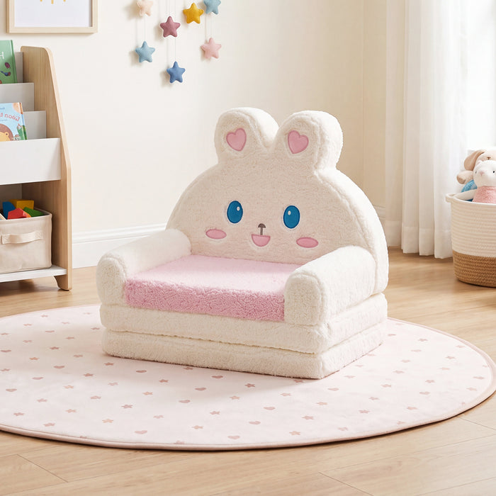2-in-1 Convertible Kids Sofa to Lounger with Removable Cover and lovely Patterns-