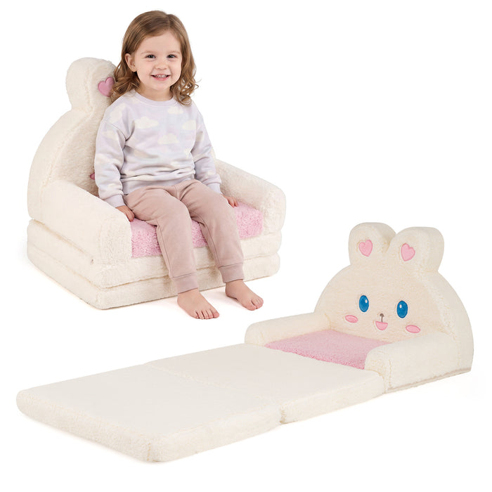 2-in-1 Convertible Kids Sofa to Lounger with Removable Cover and lovely Patterns-