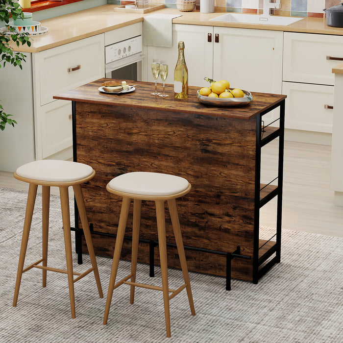 2-in-1 Home Bar Unit with 4 Shelves and Glass Holders and Wine Racks-