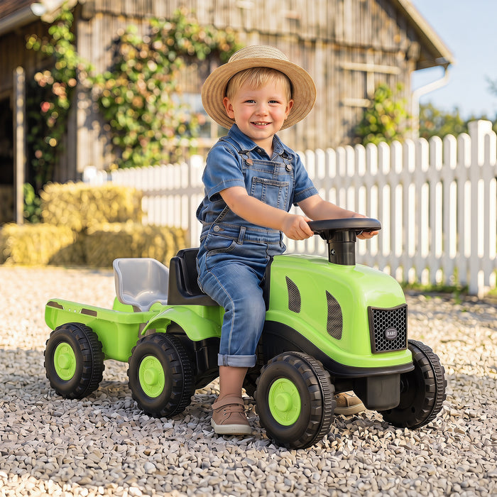 2-in-1 Ride on Tractor with Detachable Trailer Foot-to-Floor Sliding Car with Air Horn-