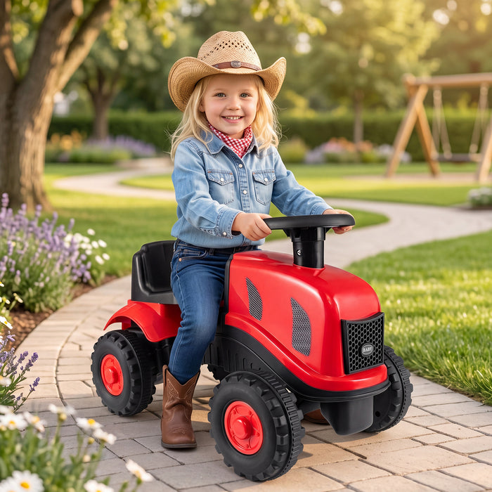 2-in-1 Ride on Tractor with Detachable Trailer Foot-to-Floor Sliding Car with Air Horn-