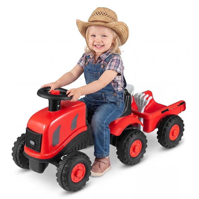2-in-1 Ride on Tractor with Detachable Trailer Foot-to-Floor Sliding Car with Air Horn-