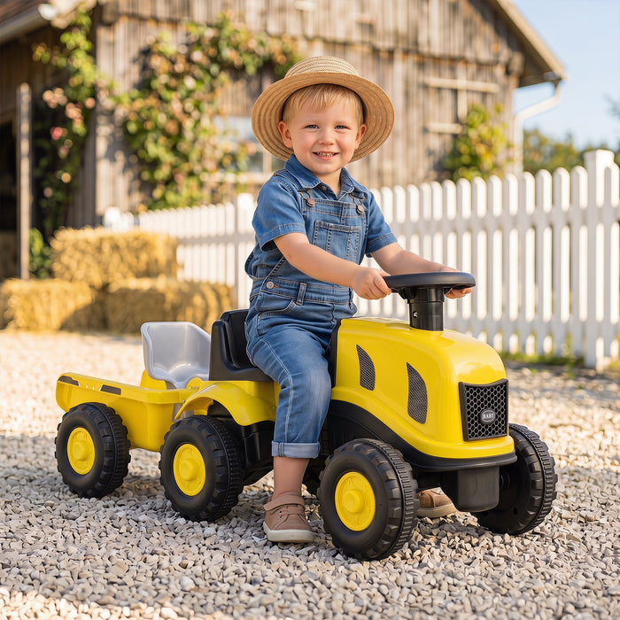 2-in-1 Ride on Tractor with Detachable Trailer Foot-to-Floor Sliding Car with Air Horn-