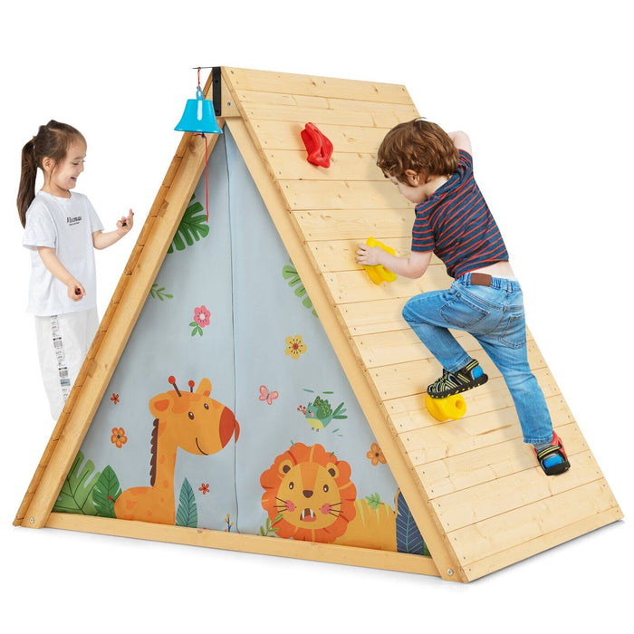 2-in-1 Children Climbing Playhouse with Front Bell and Window