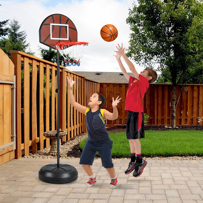 2-in-1 Kids Height Adjustable Basketball Hoop with Dart Board 6 Darts and Fillable Base