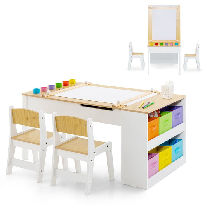 2-in-1 Kids Art Table Set with Chairs-
