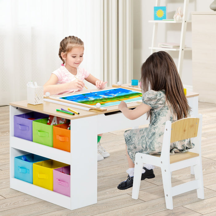 2-in-1 Kids Art Table Set with Chairs-