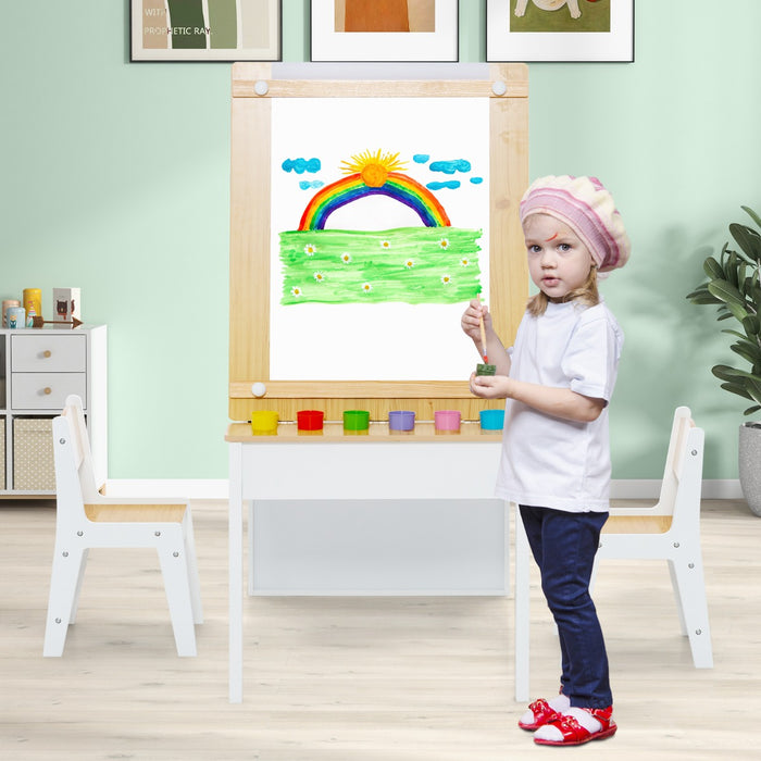 2-in-1 Kids Art Table Set with Chairs-