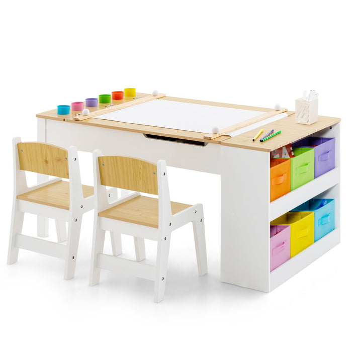 2-in-1 Kids Art Table Set with Chairs-