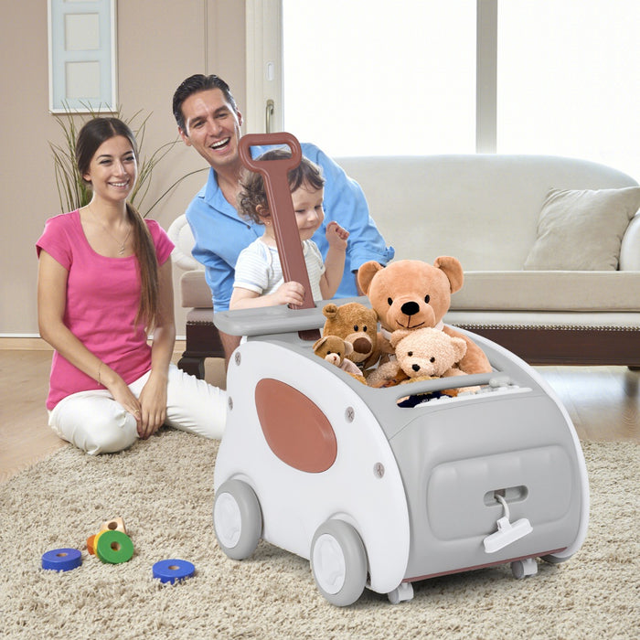2-In-1 Push and Pull Baby Stroller with Wheels and Foldable Seat-