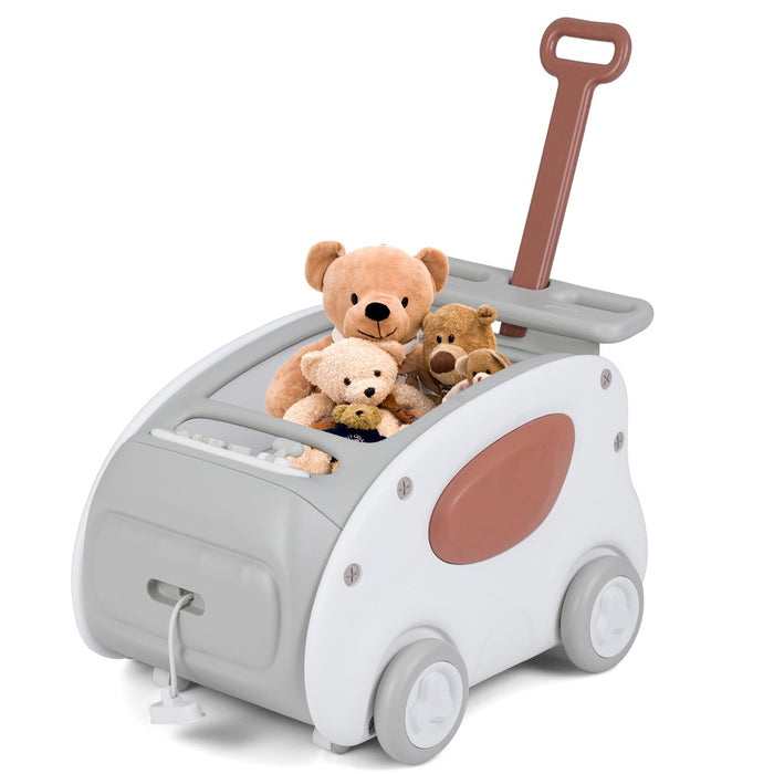 2-In-1 Push and Pull Baby Stroller with Wheels and Foldable Seat-