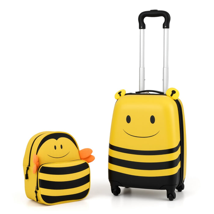2-Piece Kid’s Luggage Set with Cute Bee Backpack and 18” Rolling Suitcase-