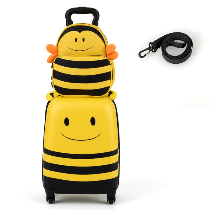 2-Piece Kid’s Luggage Set with Cute Bee Backpack and 18” Rolling Suitcase-