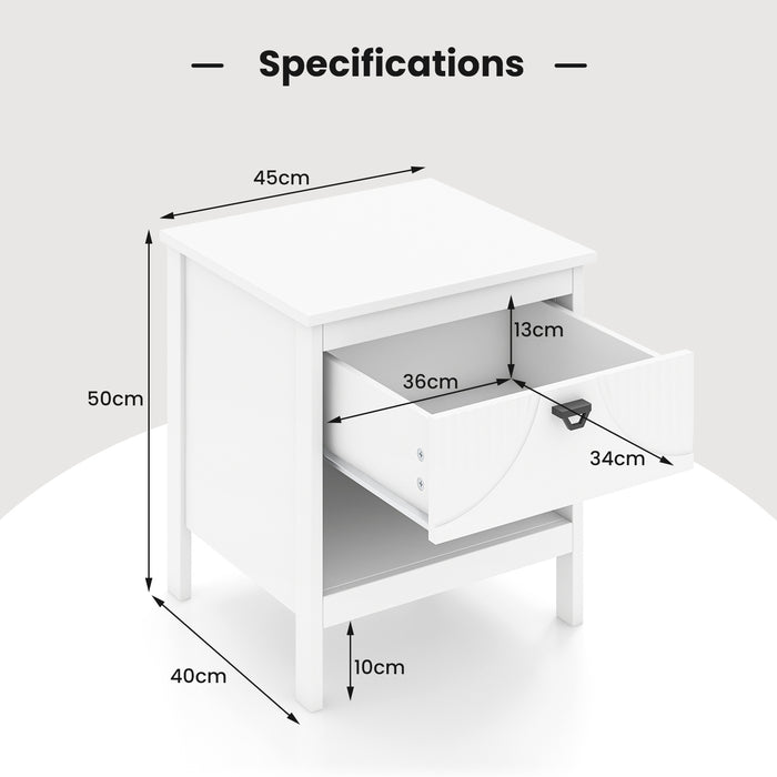 2-tier End Table Set of 2 with Drawer and Open Storage Shelf-