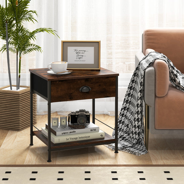 2-tier Nightstand Bedside End Sofa Coffee Table Set of 2 for Bedroom Living Room-