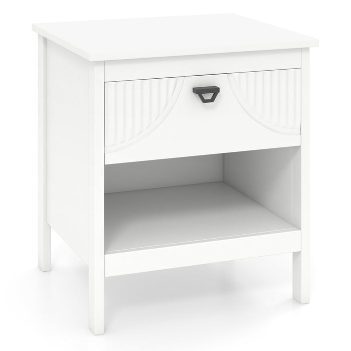 2-tier End Table with Drawer and Open Storage Shelf-