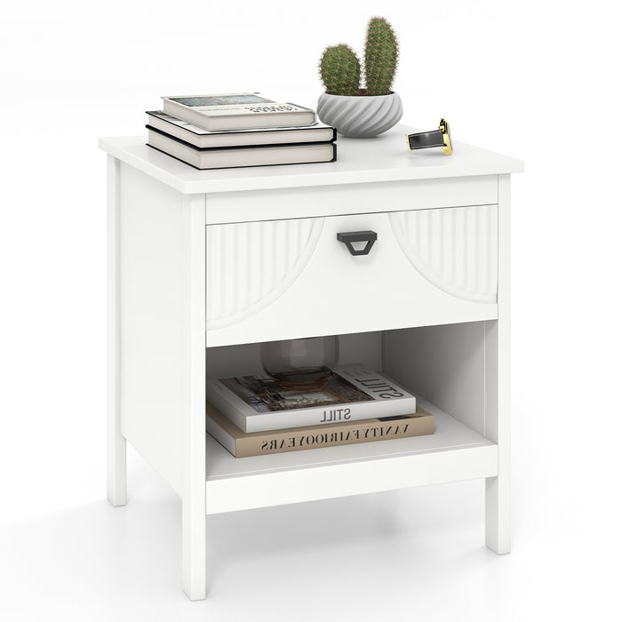 2-tier End Table with Drawer and Open Storage Shelf-