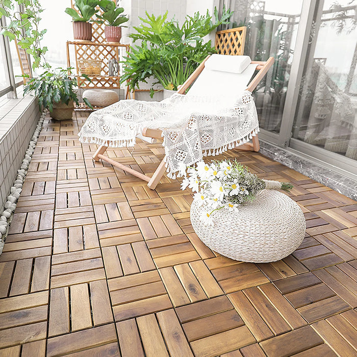 20 Pieces Acacia Wood Interlocking Floor Tiles for Terrace