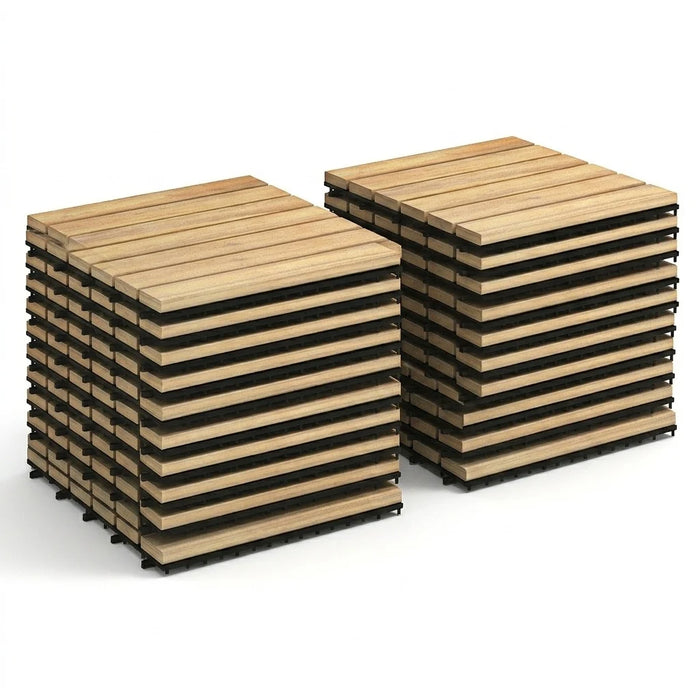 20 Pieces Acacia Wood Interlocking Floor Tiles for Terrace