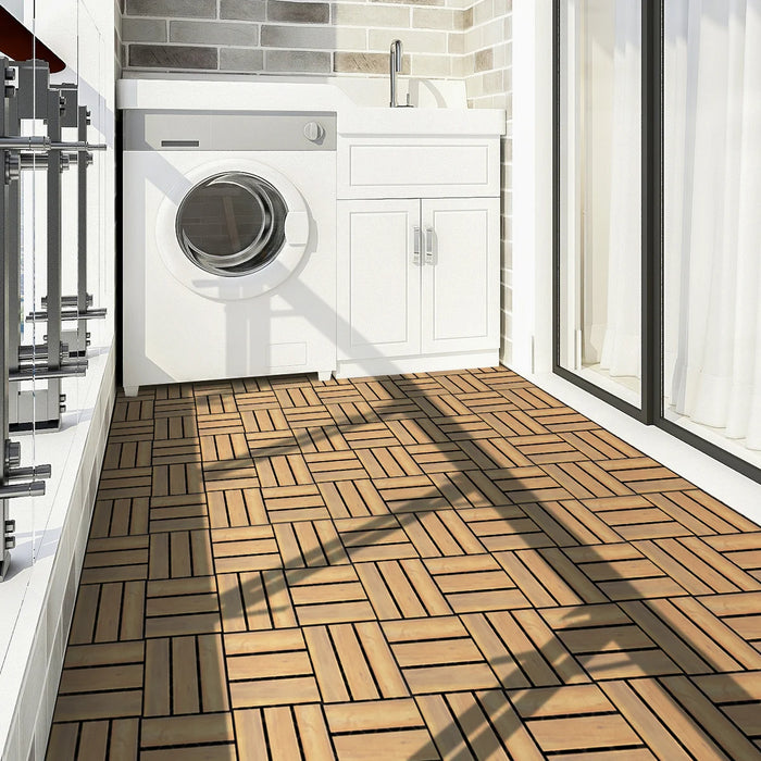 20 Pieces Acacia Wood Interlocking Floor Tiles for Terrace