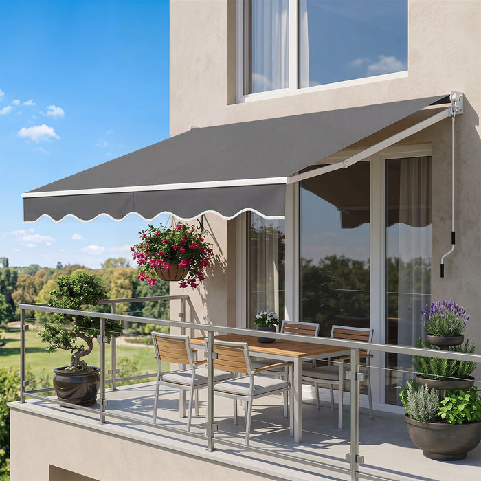 200 x 245cm Manual Retractable Awning with Adjustable Angle-