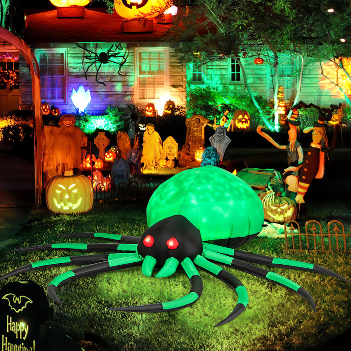 200CM Halloween Inflatable Spider with Green Body Lights