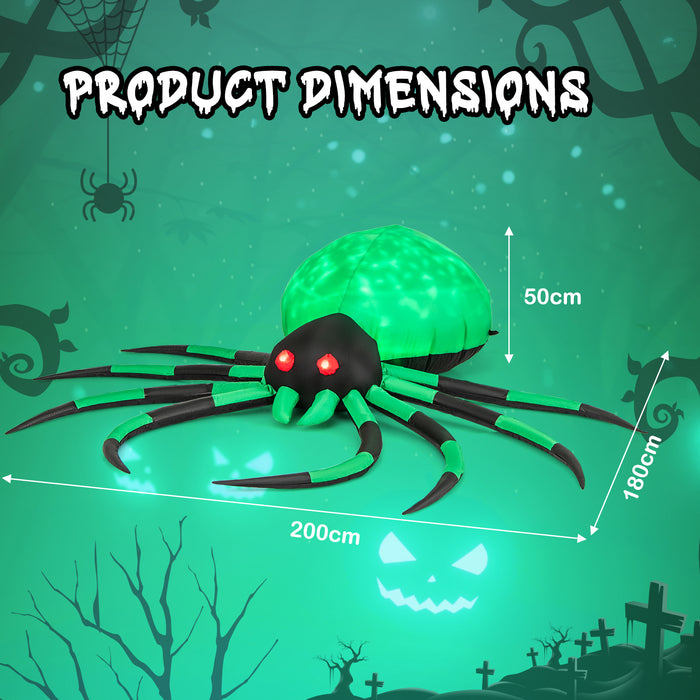 200CM Halloween Inflatable Spider with Green Body Lights