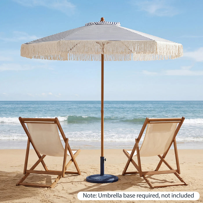 200cm Patio Umbrella with Fringe and Sun-Protective Polyester Canopy for Beach Backyard-