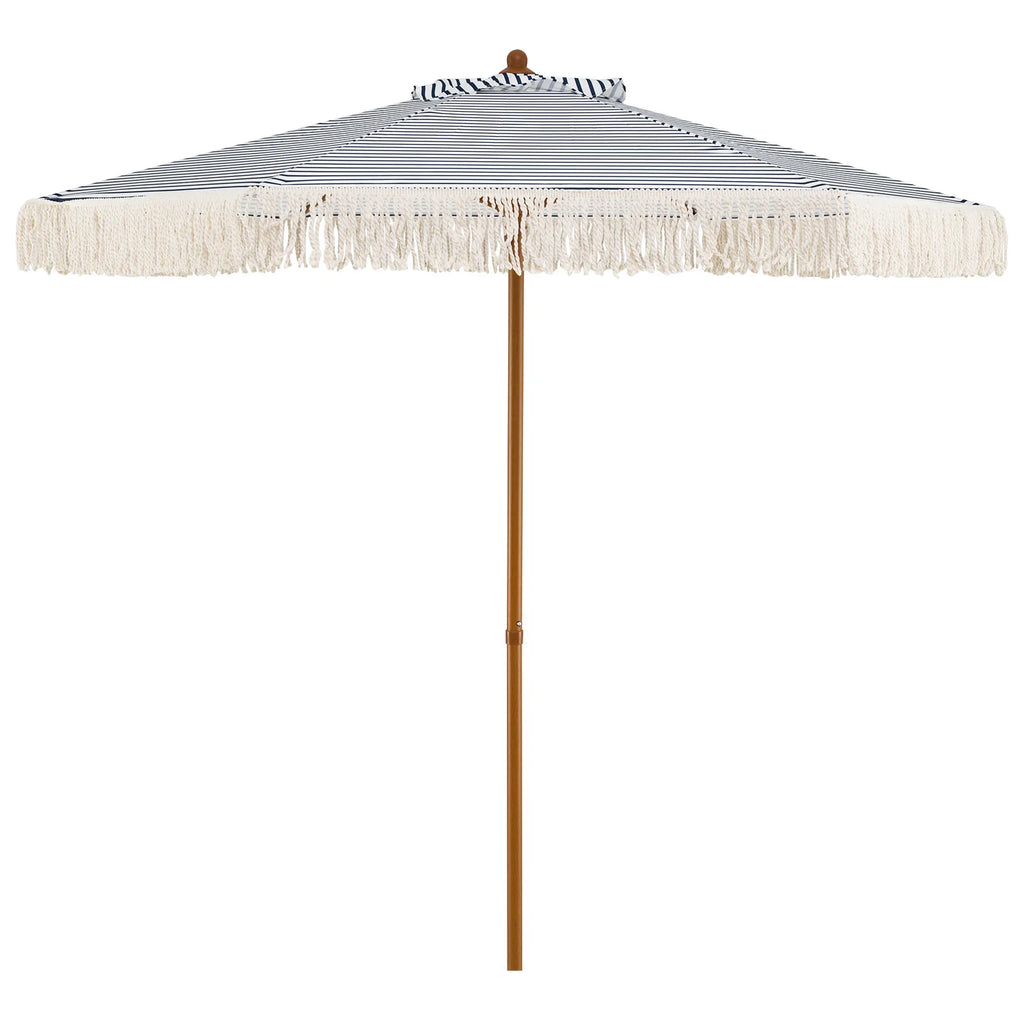 200cm Patio Umbrella with Fringe and Sun-Protective Polyester Canopy for Beach Backyard-