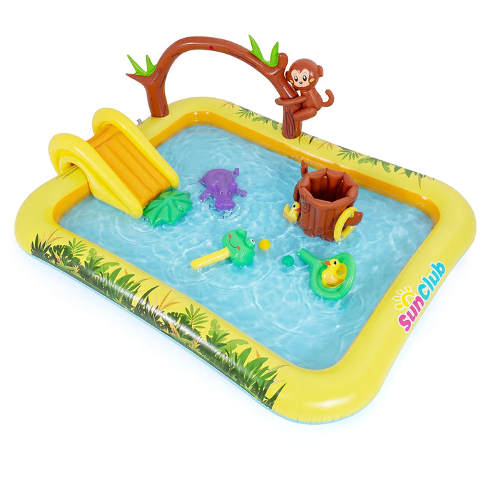 207 x 168 x 77 cm Animal Inflatable Play Center with Slide and Arch-shaped Sprinkle for Children