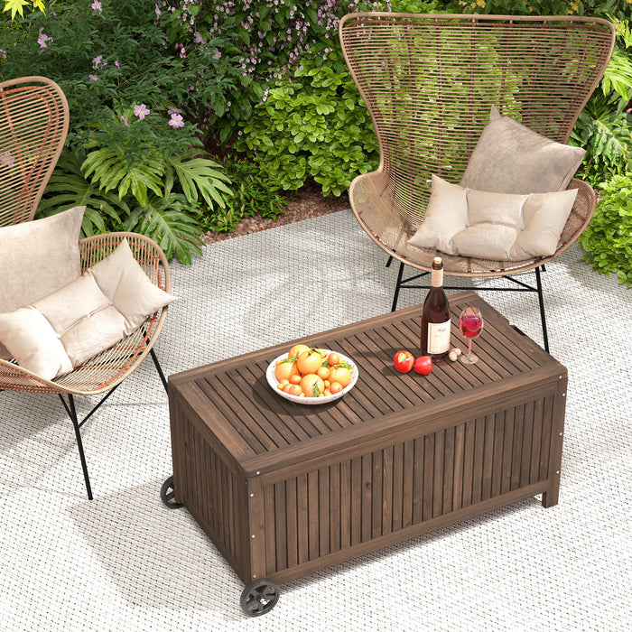 Wood Deck Box 207L - Removable Waterproof PE Liner, Wooden Outdoor Storage - Perfect for Patio Relaxation and Storage Solutions