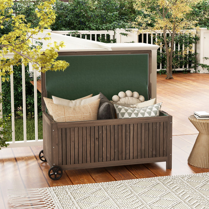 Wood Deck Box 207L - Removable Waterproof PE Liner, Wooden Outdoor Storage - Perfect for Patio Relaxation and Storage Solutions