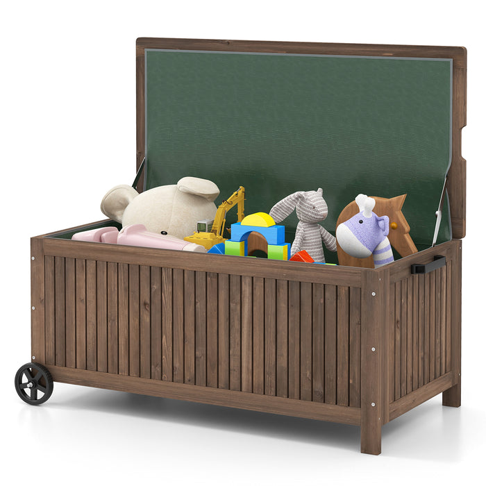 Wood Deck Box 207L - Removable Waterproof PE Liner, Wooden Outdoor Storage - Perfect for Patio Relaxation and Storage Solutions