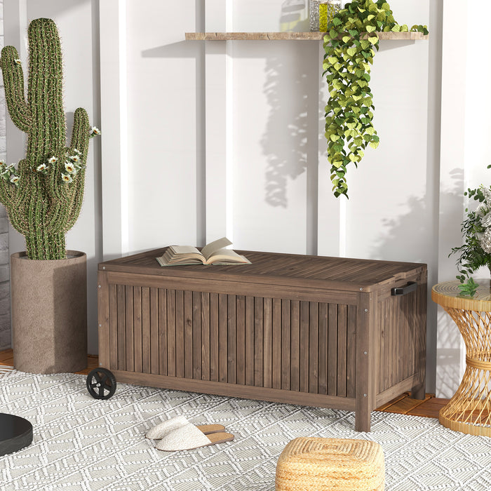 Wood Deck Box 207L - Removable Waterproof PE Liner, Wooden Outdoor Storage - Perfect for Patio Relaxation and Storage Solutions