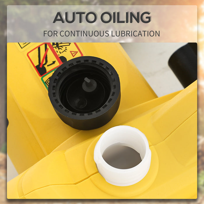 DURHAND Aluminium Chainsaw with Double Brake Protection and Blade Cover, 2000 W, 40 cm, for Wood, Trees and Branches, Yellow